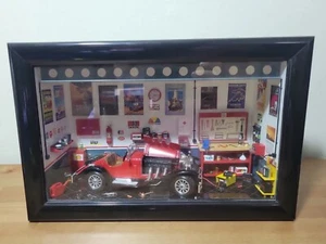 Vintage Rare Ferret's Mini Models Display 1936 Mercedes 500k Roadster in Garage - Picture 1 of 11