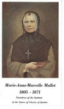 Relic and Holy Card of Ven. Marie Anne Marcelle Mallet Sisters of Charity Quebec