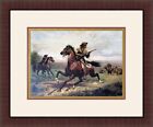 Louis Maurer - Buffalo Bill Fighting Custom Gallery Framed 