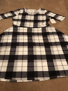 Lularoe Nicole Dress🦄 HTF Unicorn White Black Plaid Buffalo Pockets 22/24 2X - Picture 1 of 10