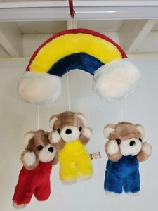 Rare Vintage Jolly Jumper 1983 Rainbow Bears Baby Mobile Yellow Red Blue Hanging - Picture 1 of 12