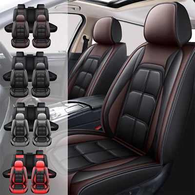 For BMW Car Seat Cover Full Set Deluxe PU Leather 5-Seats Front & Rear Protector - Image 1 of 4