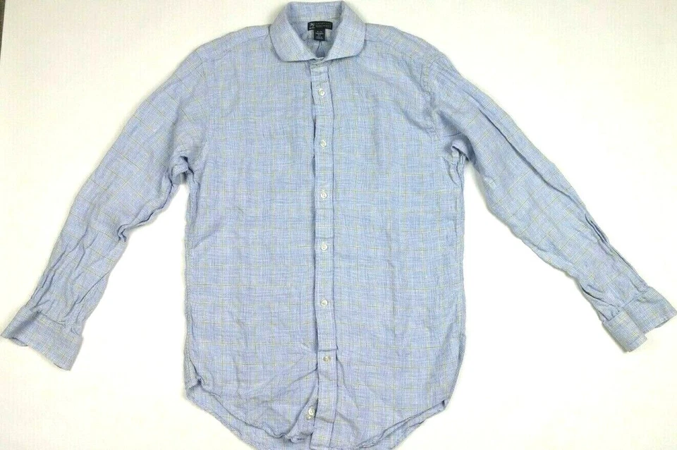 LANDS' END BAIRD MCNUTT Men's Shirt Sz 15 33 Blue Irish Linen Dress Casual  - Image 1 of 4