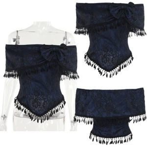 Womens Tops Leisure Shirt Flowy Blouse Trendy Off Shoulder Clubs Gothic Rave - Picture 1 of 21