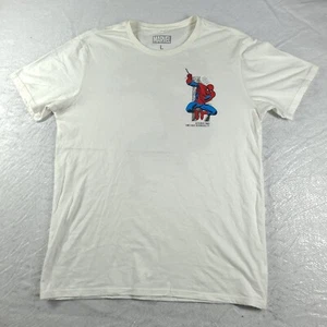 Marvel Spiderman Shirt White Short Sleeve Graphic Tee Size L Cotton Adult - Picture 1 of 12