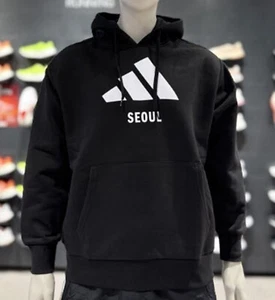 Adidas Uomo SEOUL Felpa con Cappuccio Camicie Run Nero Casual T-shirt Maglietta JE2727 - Foto 1 di 8