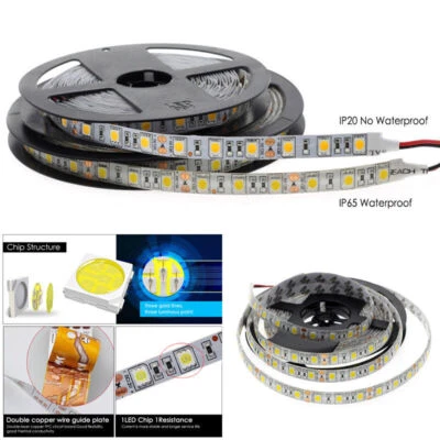 5M SMD 300 600 LED 3014 3528 5050 5630 Waterproof Flexible Strip Light 12V White - Image 1 of 4