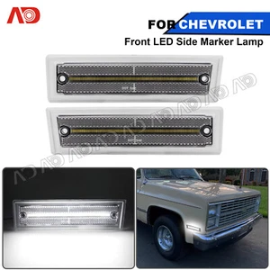 White LED Front Side Marker Light Clear Lens For 81-91 Chevrolet C10 C20 C30 GMC - Picture 1 of 11