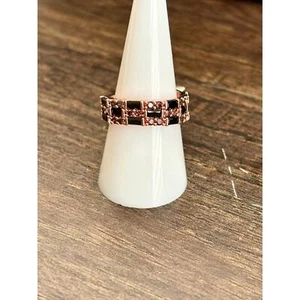 Bomb Party RBP8375 A Wave of Affection Black Onyx Cubic Zirconia Rose Gold Sz 8 - Picture 1 of 6