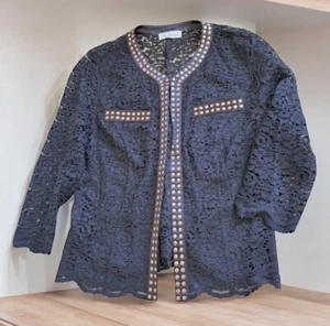 PFEFFINGER edle Jacke Bolero Cardigan Spitze Nieten offene Front SCHWARZ 38 - Bild 1 von 2