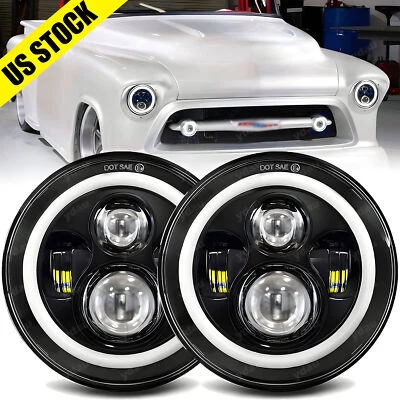 Par de faros LED Halo DRL 7 pulgadas para camioneta Chevrolet G10 G20 1947-1957 Foto 1 de 4