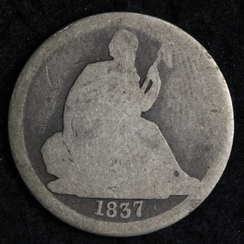 1837 Seated Liberty Silver Dime CHOICE AG E192 KNJ Cover