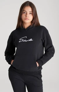 SikSilk Womens Black Signature Overhead Hoodie 7-8 Years - Picture 1 of 5