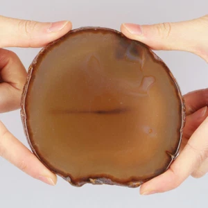 4.3" Brown Agate Coaster Polished Crystal Slice Druzy Geode Home Decor 146g - Picture 1 of 4