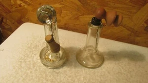 2 Antique Telephone Glass Candy Container Parts - Picture 1 of 2