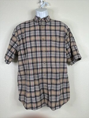Austin Mens Size L Plaid Pocket Casual Button-Down Shirt Short Sleeve Cotton - Image 1 of 4