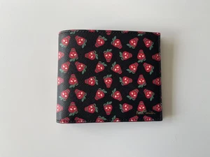 PAUL SMITH MEN’S STRAWBERRY SKULLS PRINT BLACK CREDIT CARD BILLFOLD WALLET NWT - Picture 1 of 10