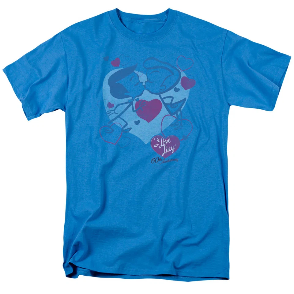 I Love Lucy Cartoon Kiss Mens T Shirt Turquoise - Image 1 of 1