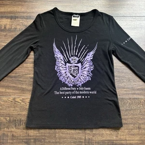 Dolce & Gabbana Purple And Black Long Sleeve Top With Glam Gothic Graphic - Picture 1 of 5