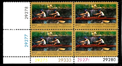 THE BIGLIN BROTHERS RACING US #1335 T EAKINS - PAINTER MXF 5c STAMPS PLATE BLOCK - Image 1 of 2