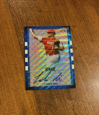 Landon Sims 2018 Leaf Metal Perfect Game Blue Auto Bulldogs Diamondbacks /10 - Image 1 of 2