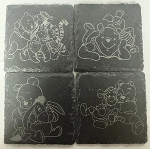 Winnie The Pooh Posavasos de pizarra grabados con láser Eeyore, Pooh, Tigger, Piglet - Juego - Imagen 1 de 6