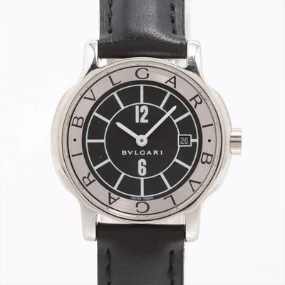 Bvlgari Solo Tempo ST29S SS SS y cuero QZ esfera negra - Imagen 1 de 4