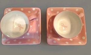 Pampered Chef Help Whip Breast Cancer Pink Polka Dot 2 Mugs and 2 Plates  - Picture 1 of 6