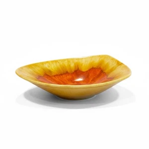 Lava Tropfglasur MCM Schale Mid Century Modern 8 Zoll braun hellbraun glänzend elegant - Bild 1 von 6