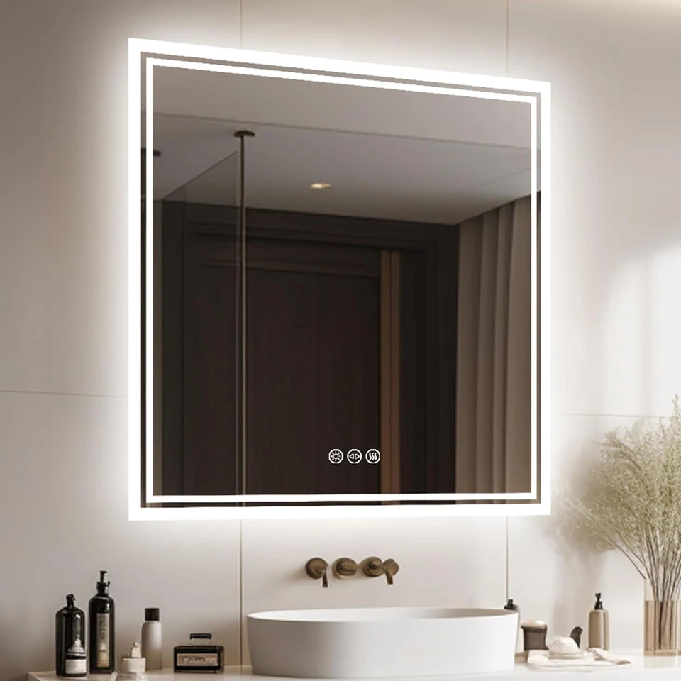Specchio Bagno Retroilluminato LED Luce: 80Cm Specchio Bagno Led Specchio Quadra - Immagine 1 di 4