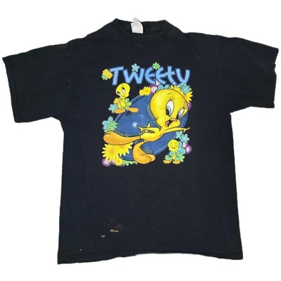 Camiseta Looney Tunes Piolín Pájaro Negra 1997 Dibujos Animados Gráfico Camiseta Grande (D) Foto 1 de 4