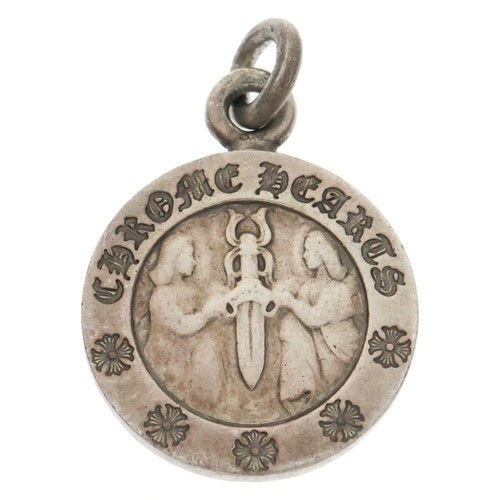 CHROME HEARTS Ciondolo medaglia angelo CUORI CROMATI CHRM ANGL MDL V2 argento superiore BCA229