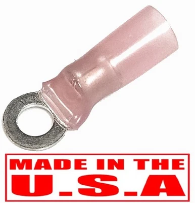 (10 PCS) 3M Heat Shrink Ring Terminals 1/4" Stud Eyelet - 8 Gauge Marine Wire - Image 1 of 3