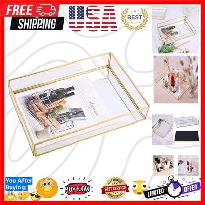 Bandeja Espejo Dorada Moderna - 11.8”x8” para Maquillaje, Joyería y Artículos Diarios Foto 1 de 4