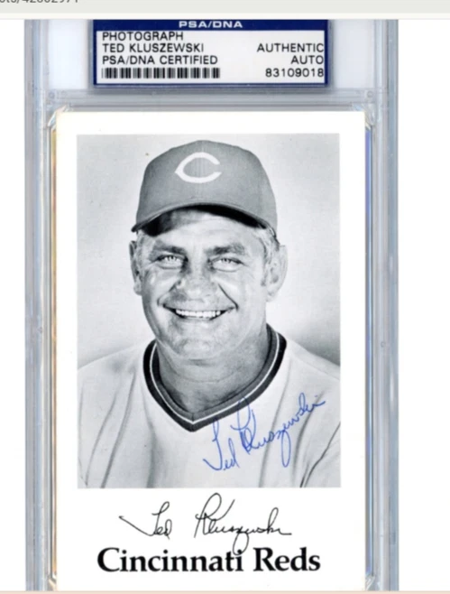 Ted Kluszewski Cincinatti Reds signed team issued postcard PSA encapsulated - Image 1 of 1