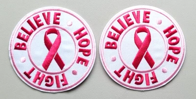 🩷🎗️Breast Cancer Awareness Pink Ribbon Believe Hope Fight Iron On Patches - Image 1 of 4
