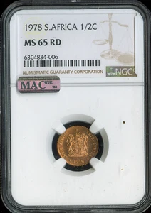 1978 South Africa Half Cent 1/2C NGC MS65 RD Quality - Picture 1 of 2
