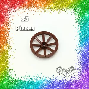 Lego Parts Reddish Brown Wagon Wheel, Large 33mm (8 Pieces) Part 4489 - Picture 1 of 1