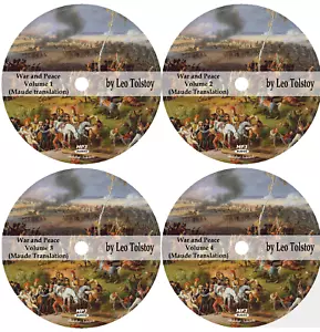 War and Peace Volumes 1-4 Leo Tolstoy 4 Audiobooks in 4 MP3 Audio CDs - Picture 1 of 1