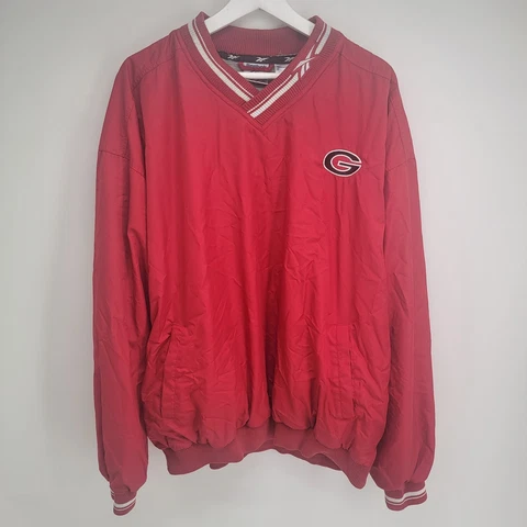 Mens Reebok Red Pullover Sweatshirt Pockets Georgia Bulldogs Size XL Cover