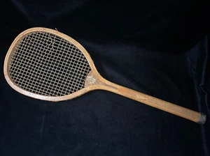 Spalding Transitional Flat-Top Checkered Handle Antique Tennis Racquet c.1896 - Picture 1 of 12
