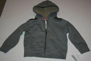 New Carter's Boys 5 year Gray Sweatshirt Top Hoodie Sherpa Lined Hood - Picture 1 of 3