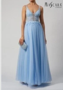 Mascara MC11921 size 20 pale blue Evening Gown tulle beaded bustier NWT - Picture 1 of 23