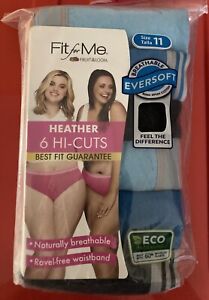 New Fruit of the Loom Fit for Me Heather Hi Cuts Plus Size 11