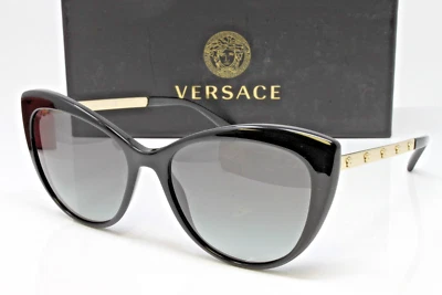 范思哲太阳镜女式黑色金色猫眼 57 毫米灰色镜片 VE4348-GB111 全新! — 第 1/4 张图片