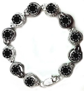 16.39+Ct Black Moissanite & Raw White Diamond Bracelet 925 Silver Clasp 7 Inch - Picture 1 of 1