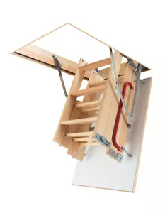 58cm x 92cm 4 Section Wooden Loft Ladder Insulated Hatch Attic Stairs (H 280cm) - Picture 1 of 3