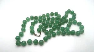 Vintage Sterling Silver 33" x 9mm Aventurine Beaded Necklace NB11 - Picture 1 of 6