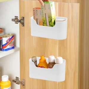Caja de almacenamiento de puerta de gabinete de cocina de 2 piezas, caja de almacenamiento autoadhesiva montada en la pared - Imagen 1 de 7