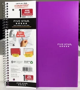 Five Star 1-subject Wide Ruled, wire bound Notebook, 100 sheets - Foto 1 di 7